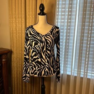 Worthington Stretch Size L Zebra Print Blouse